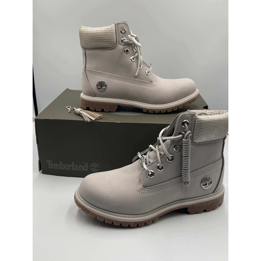 Timberland 6 Inch Premium Convenience Boots Grey Metallic Snakeskin TB0A237P 7.5